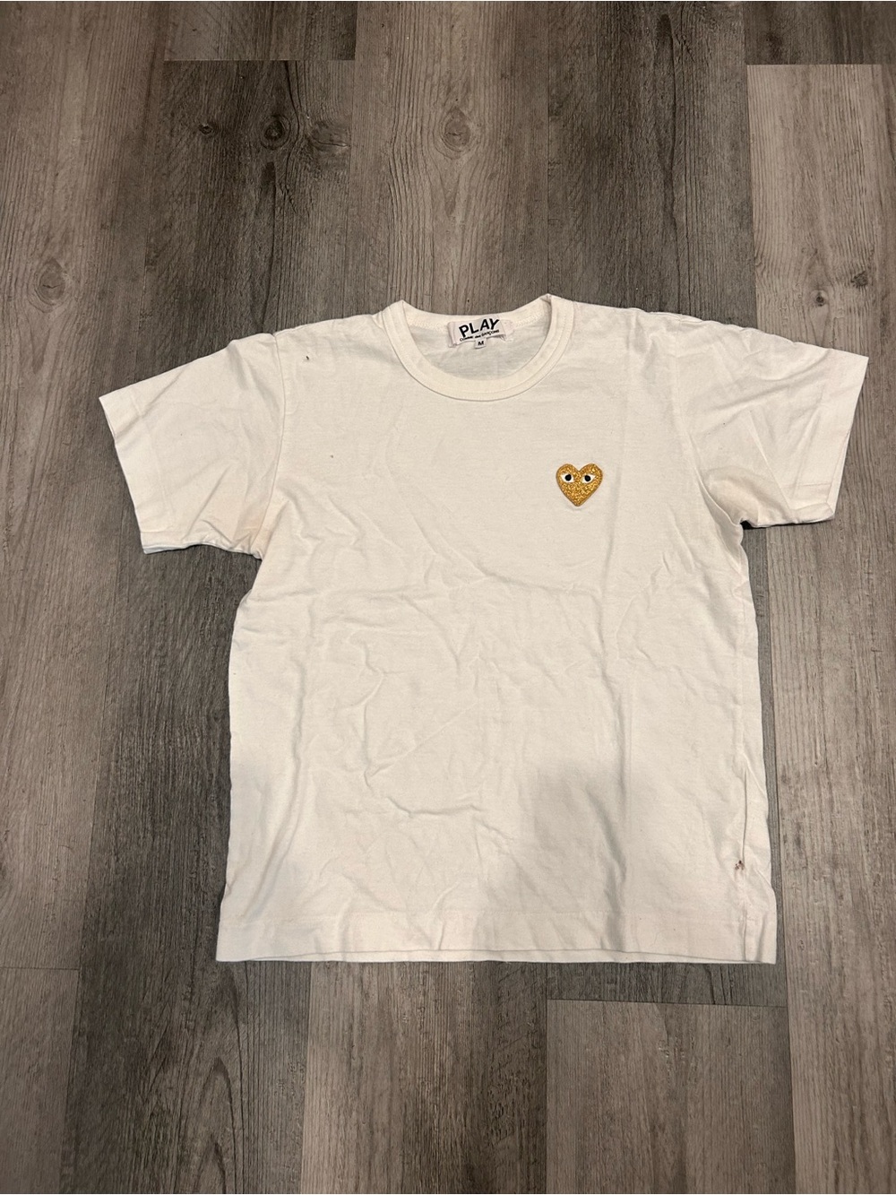 Comme des Garçons PLAY White T-Shirt with Black Neck Label